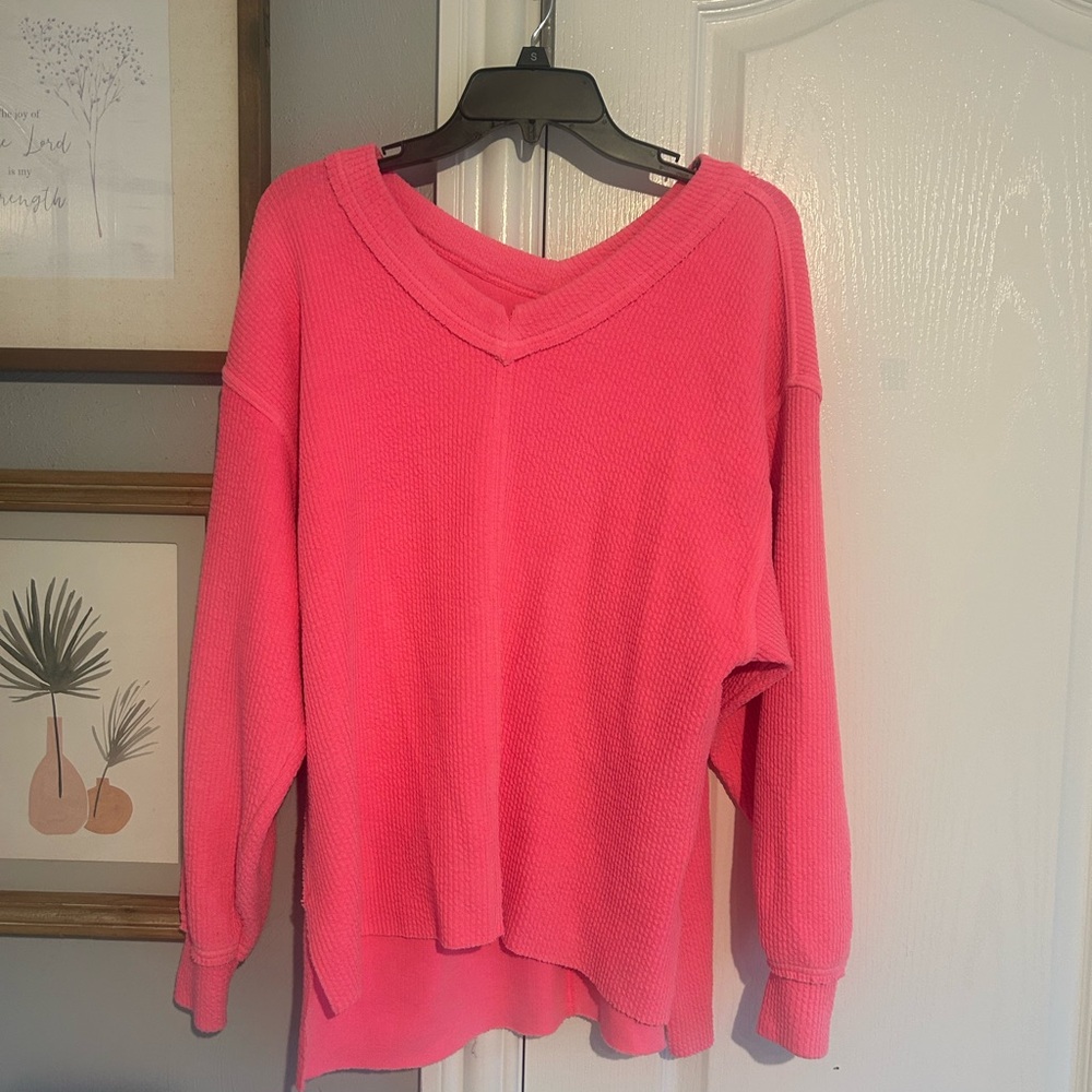 American Eagle By Payless Pink Off-the-Shoulder Sweater